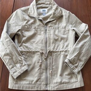 Old Navy Khaki Zip-Front Drawstring Jacket
